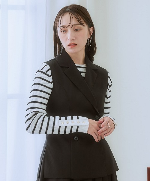 nissen（ニッセン）の「ジャケットライクジレ（セットアップ対応）（ベスト・レディース・ベージュ系/ブラック・LL/L/M/S）」の7枚目の写真