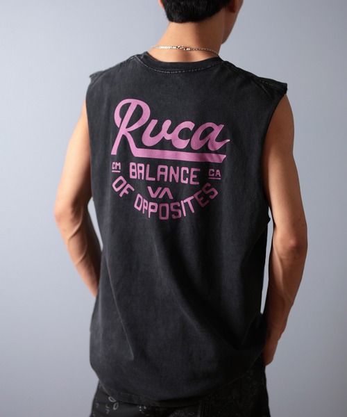 RVCA（ルーカ）の「RVCA/ルーカ タンクトップ バックプリント BF041-P36（タンクトップ・メンズ・ブラック×ホワイト/ブラック×パープル・L/S/M）」の2枚目の写真