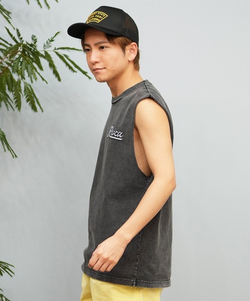 RVCA（ルーカ）の「RVCA/ルーカ タンクトップ バックプリント BF041-P36（タンクトップ・メンズ・ブラック×ホワイト/ブラック×パープル・L/S/M）」の4枚目の写真