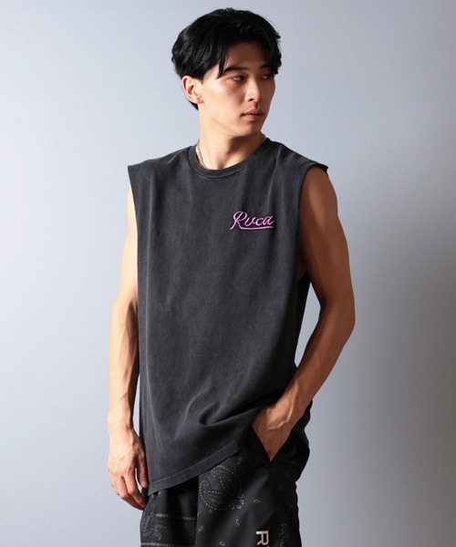 RVCA（ルーカ）の「RVCA/ルーカ タンクトップ バックプリント BF041-P36（タンクトップ・メンズ・ブラック×ホワイト/ブラック×パープル・L/S/M）」の8枚目の写真