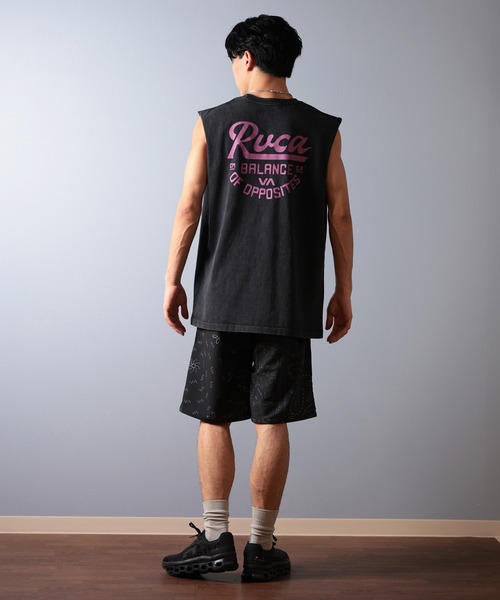 RVCA（ルーカ）の「RVCA/ルーカ タンクトップ バックプリント BF041-P36（タンクトップ・メンズ・ブラック×ホワイト/ブラック×パープル・L/S/M）」の11枚目の写真