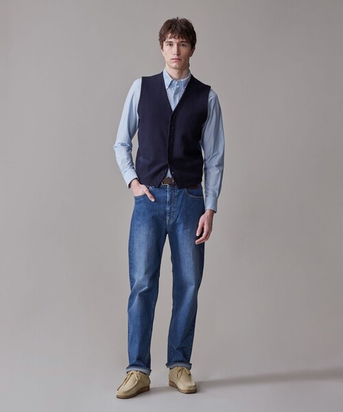 J.PRESS(ジェイプレス)の「ハイツイストヘリンボン ニットベスト(ベスト・メンズ・ネイビー系・X-LARGE/MEDIUM/LARGE)」の2枚目の写真