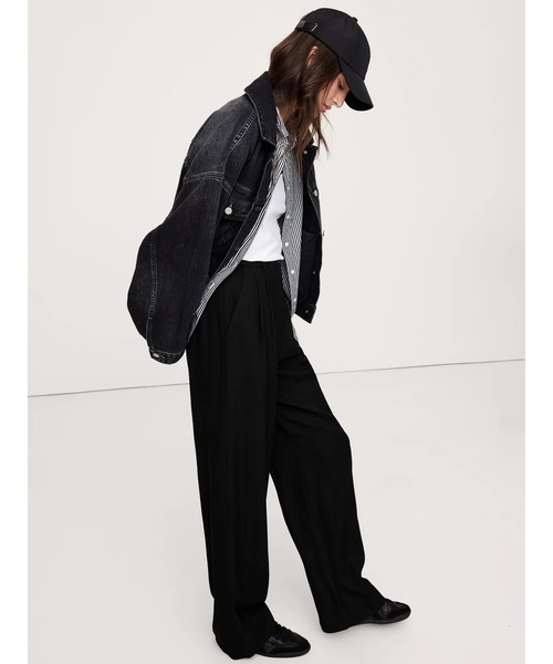 Banana Republic（バナナリパブリック）の「ソーホー ハイライズ ワイドレッグ パンツ（その他パンツ・レディース・ブラック/ベージュ・4/8/2/0/6）」の7枚目の写真