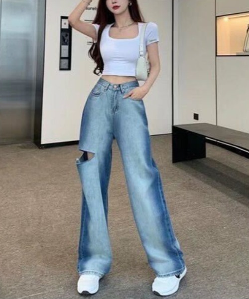 Mela(メラ)の「HWカットアウトワイドデニム(デニムパンツ・レディース・ブルー・L/S/M)」の17枚目の写真