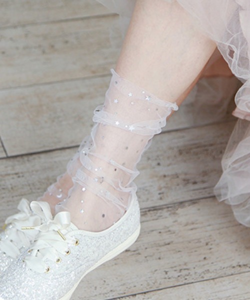 【キラキラ♡】CHANEL ソックス 可愛い☆キラキラ☆ラメ＆CCロゴデザイン】CHANEL ソックス
