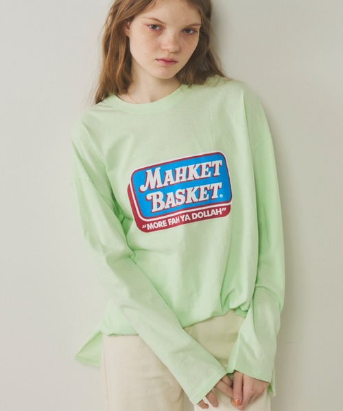 Unitage（ユニテージ）の「マーケットロンTEE（Tシャツ/カットソー・レディース・ホワイト/ライトグリーン/ブラック・FREE）」の3枚目の写真