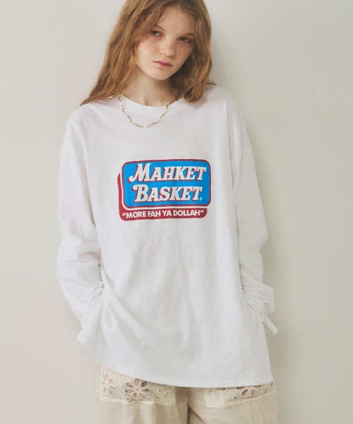 Unitage（ユニテージ）の「マーケットロンTEE（Tシャツ/カットソー・レディース・ホワイト/ライトグリーン/ブラック・FREE）」の6枚目の写真