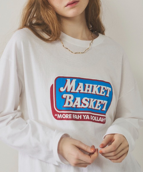 Unitage（ユニテージ）の「マーケットロンTEE（Tシャツ/カットソー・レディース・ホワイト/ライトグリーン/ブラック・FREE）」の4枚目の写真