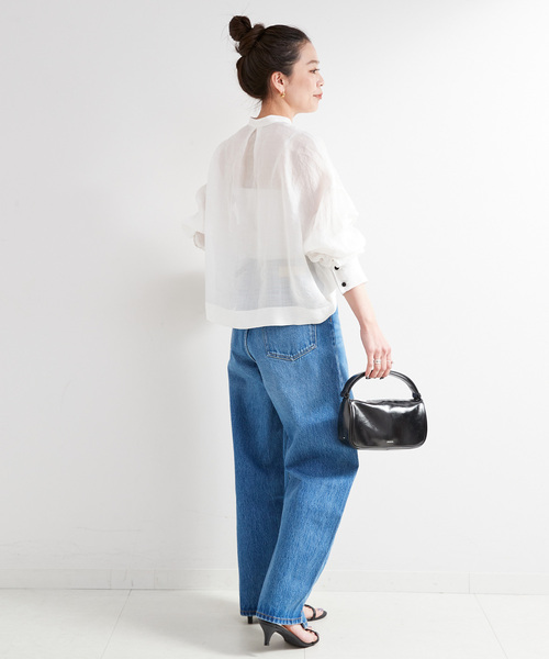 B.C STOCK(ベーセーストック)の「手洗い可 / パナマラミーシャツ(シャツ/ブラウス・レディース・ネイビー/ホワイト/ライトグリーン/イエロー・FREE)」の7枚目の写真