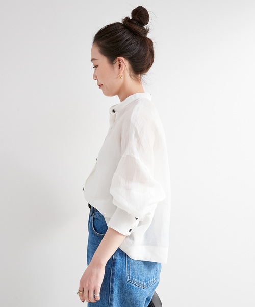 B.C STOCK(ベーセーストック)の「手洗い可 / パナマラミーシャツ(シャツ/ブラウス・レディース・ネイビー/ホワイト/ライトグリーン/イエロー・FREE)」の10枚目の写真