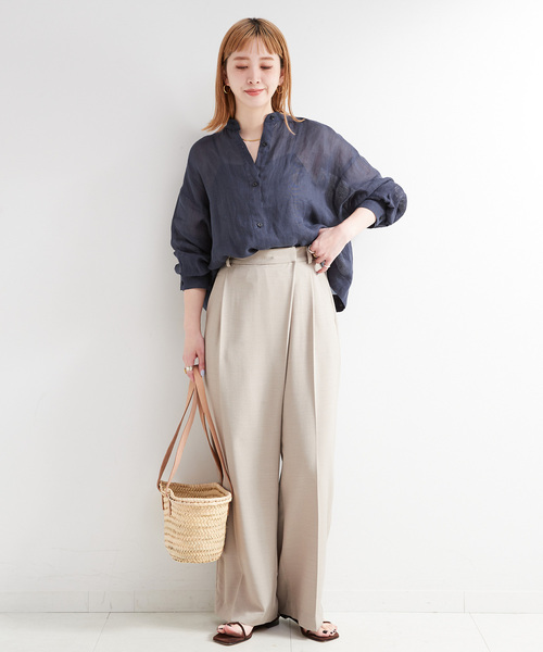 B.C STOCK(ベーセーストック)の「手洗い可 / パナマラミーシャツ(シャツ/ブラウス・レディース・ネイビー/ホワイト/ライトグリーン/イエロー・FREE)」の20枚目の写真