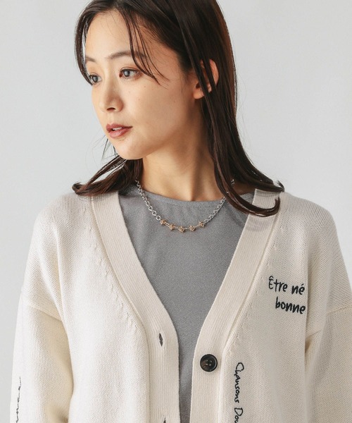 GLOBAL WORK(グローバルワーク)の「ロゴ刺繍Vネックカーディガン/291857(カーディガン/ボレロ・レディース・グレー/アイボリー・MEDIUM/LARGE)」の16枚目の写真