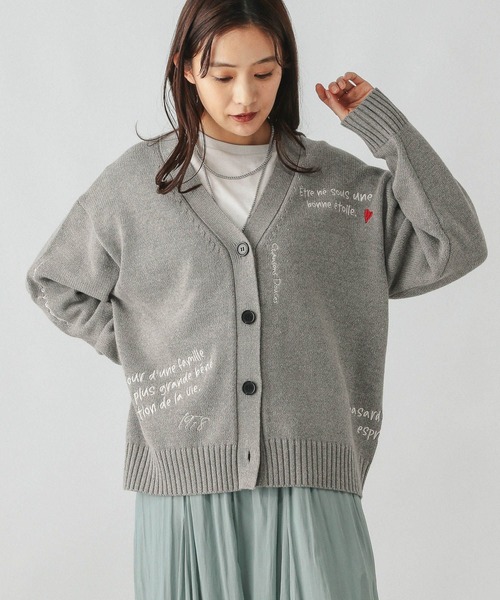 セール】ロゴ刺繍Vネックカーディガン/291857（カーディガン/ボレロ