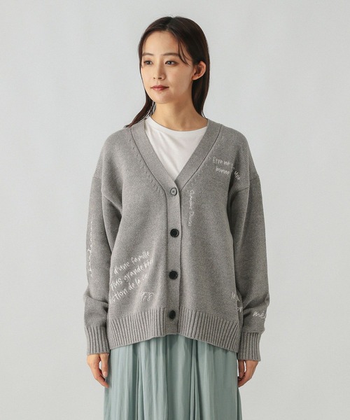 しらぬいページ セール】ロゴ刺繍Vネックカーディガン/291857（カーディガン