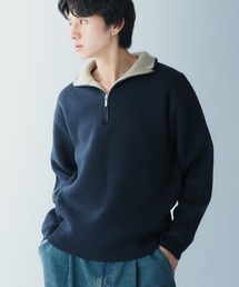 ハーフジップ」に該当するニット/セーター（ブルー・ネイビー