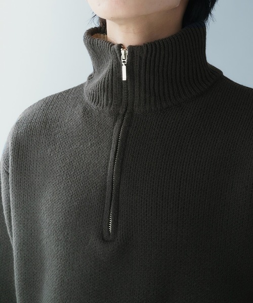 Adoon plain（アドーンプレーン）の「COLLAR COLOR SCHEME HALF ZIP KNIT 襟配色ハーフジップニット（ニット/セーター・メンズ・ボルドー/ネイビー/チャコールグレー・MEDIUM/LARGE）」の12枚目の写真