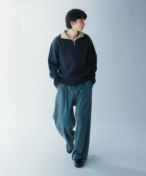 セットアップ ジップ襟 配色トップス ハーフパンツ カジュアル org.jpg