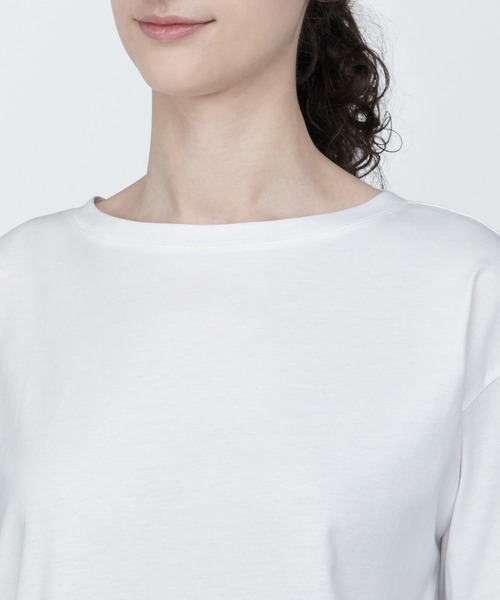 婦人 天竺編みボートネック七分袖Tシャツ（Tシャツ/カットソー