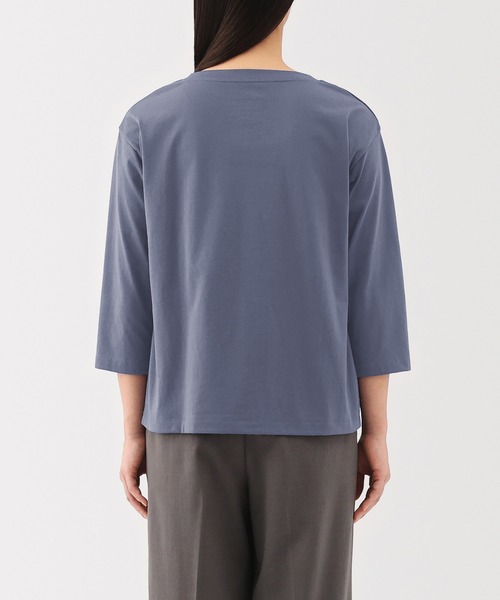 婦人 天竺編みボートネック七分袖Tシャツ（Tシャツ/カットソー