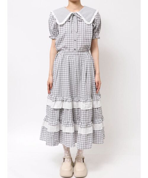 merry jenny（メリージェニー）の「ギンガムレースフレアスカート