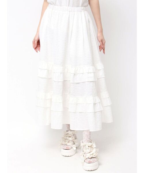 merry jenny（メリージェニー）の「ギンガムレースフレアスカート