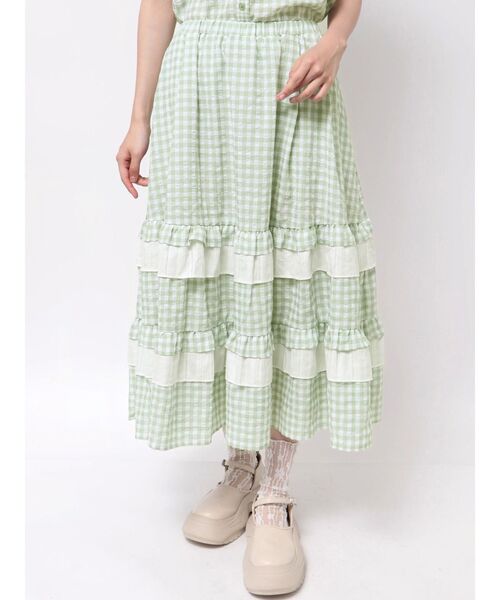 merry jenny（メリージェニー）の「ギンガムレースフレアスカート