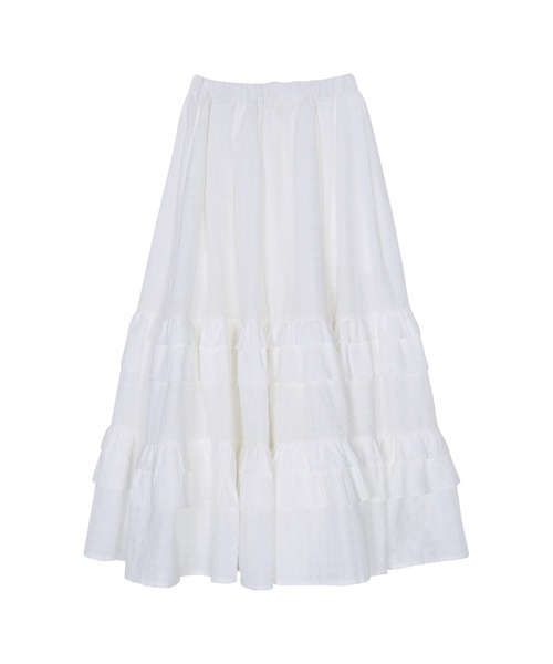 merry jenny（メリージェニー）の「ギンガムレースフレアスカート（スカート・レディース・グレー/オフホワイト/グリーン・FREE）」の2枚目の写真