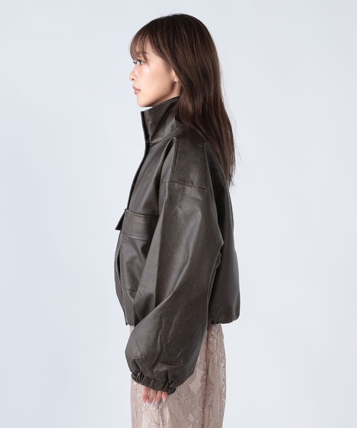 CECIL McBEE(セシルマクビー)の「フェイクレザージップアップジャケット(ブルゾン・レディース・ダークブラウン/ブラウン/ブラック・MEDIUM/LARGE)」の10枚目の写真