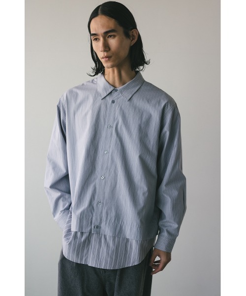 STYLEMIXER(スタイルミキサー)の「ストライプレイヤーシャツ(シャツ/ブラウス・メンズ・ブルー/グレー・MEDIUM/LARGE)」の2枚目の写真