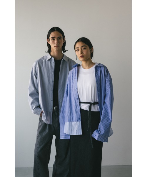 STYLEMIXER(スタイルミキサー)の「ストライプレイヤーシャツ(シャツ/ブラウス・メンズ・ブルー/グレー・MEDIUM/LARGE)」の19枚目の写真