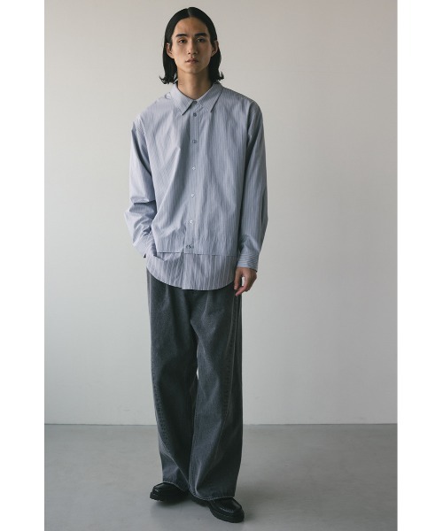STYLEMIXER(スタイルミキサー)の「ストライプレイヤーシャツ(シャツ/ブラウス・メンズ・ブルー/グレー・MEDIUM/LARGE)」の4枚目の写真