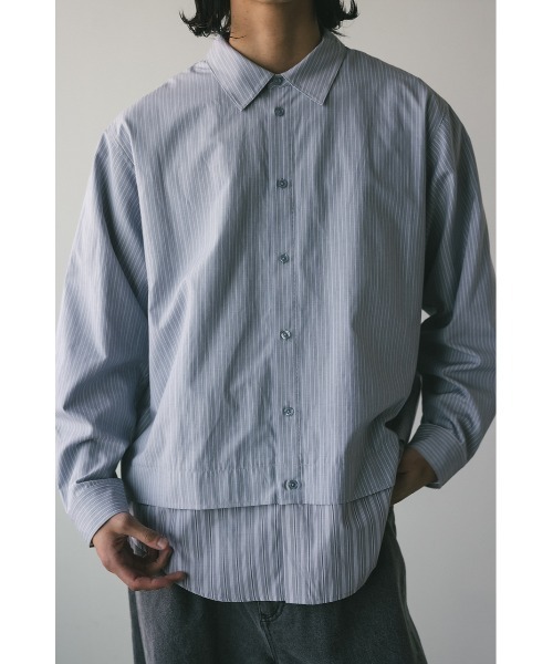 STYLEMIXER(スタイルミキサー)の「ストライプレイヤーシャツ(シャツ/ブラウス・メンズ・ブルー/グレー・MEDIUM/LARGE)」の5枚目の写真
