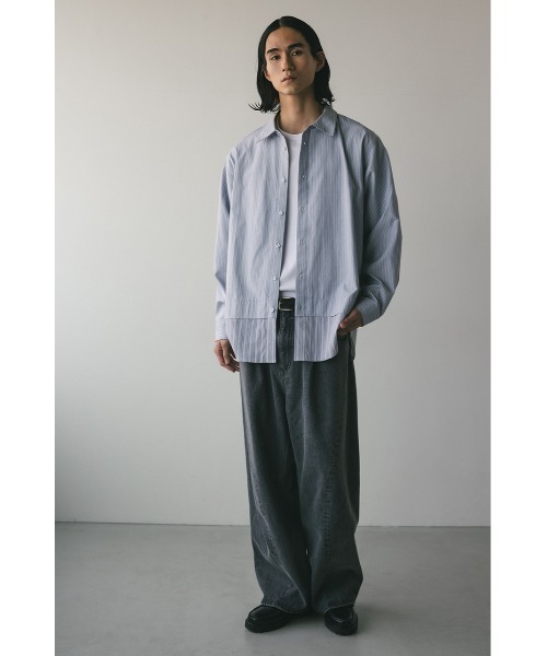 STYLEMIXER(スタイルミキサー)の「ストライプレイヤーシャツ(シャツ/ブラウス・メンズ・ブルー/グレー・MEDIUM/LARGE)」の6枚目の写真