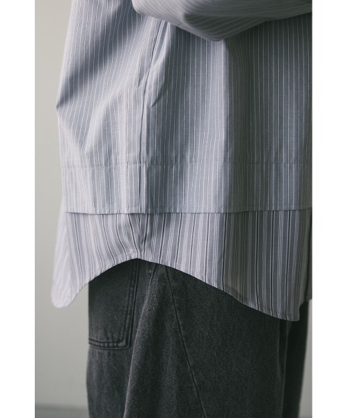 STYLEMIXER(スタイルミキサー)の「ストライプレイヤーシャツ(シャツ/ブラウス・メンズ・ブルー/グレー・MEDIUM/LARGE)」の12枚目の写真