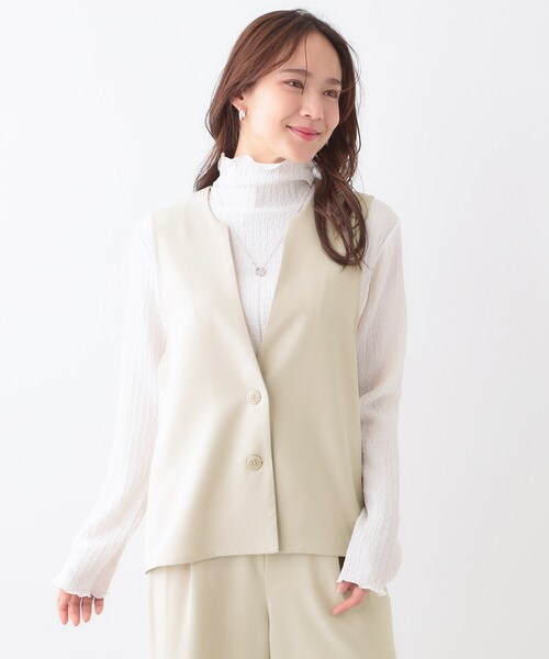 DRESKIP（ドレスキップ）の「【洗える/S-LL/セットアップ可】首元すっきり ペプラムジレ（ベスト・レディース・グレー/ブラック/ライトベージュ・01/02/03/04）」の21枚目の写真