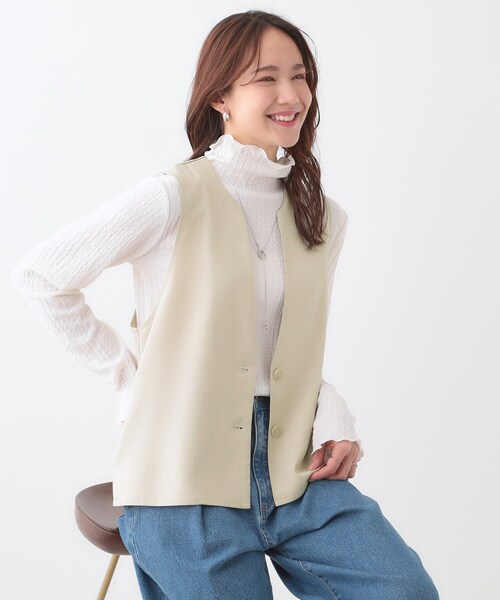 DRESKIP（ドレスキップ）の「【洗える/S-LL/セットアップ可】首元すっきり ペプラムジレ（ベスト・レディース・グレー/ブラック/ライトベージュ・01/02/03/04）」の22枚目の写真