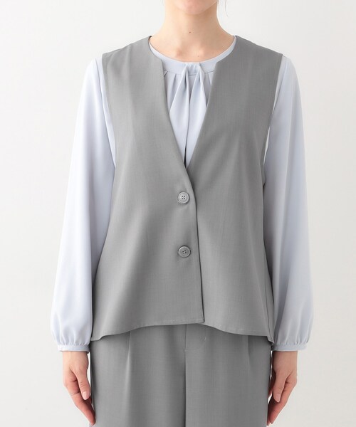 DRESKIP（ドレスキップ）の「【洗える/S-LL/セットアップ可】首元すっきり ペプラムジレ（ベスト・レディース・グレー/ブラック/ライトベージュ・01/02/03/04）」の13枚目の写真