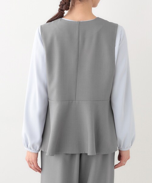 DRESKIP（ドレスキップ）の「【洗える/S-LL/セットアップ可】首元すっきり ペプラムジレ（ベスト・レディース・グレー/ブラック/ライトベージュ・01/02/03/04）」の15枚目の写真