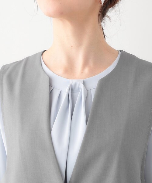 DRESKIP（ドレスキップ）の「【洗える/S-LL/セットアップ可】首元すっきり ペプラムジレ（ベスト・レディース・グレー/ブラック/ライトベージュ・01/02/03/04）」の16枚目の写真