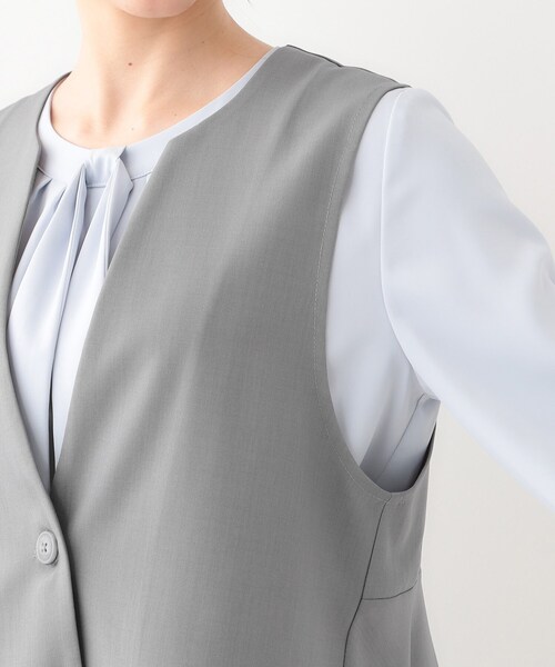 DRESKIP（ドレスキップ）の「【洗える/S-LL/セットアップ可】首元すっきり ペプラムジレ（ベスト・レディース・グレー/ブラック/ライトベージュ・01/02/03/04）」の9枚目の写真