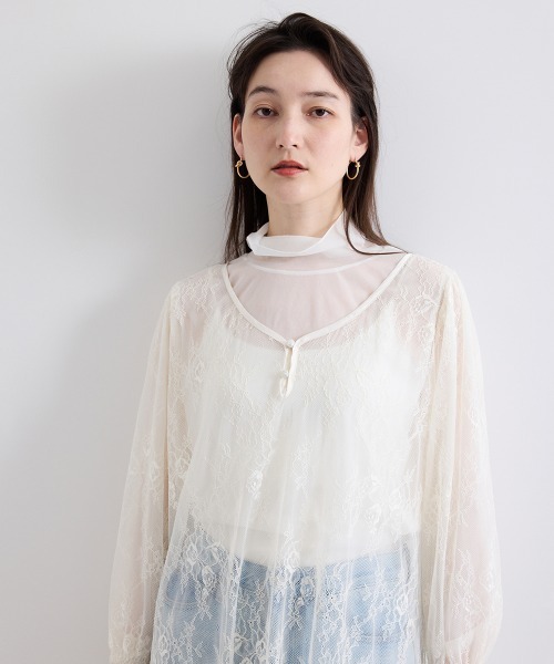 QUEENS COURT（クイーンズコート）の「シアーストレッチレースワンピース≪洗濯機で洗える≫（ワンピース・レディース・ブラック/オフホワイト・M）」の3枚目の写真