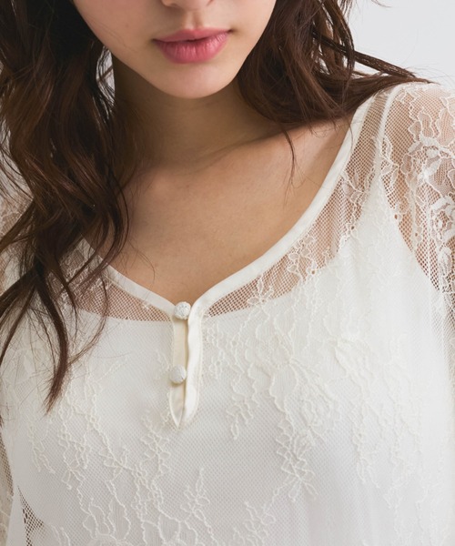 QUEENS COURT（クイーンズコート）の「シアーストレッチレースワンピース≪洗濯機で洗える≫（ワンピース・レディース・ブラック/オフホワイト・M）」の19枚目の写真