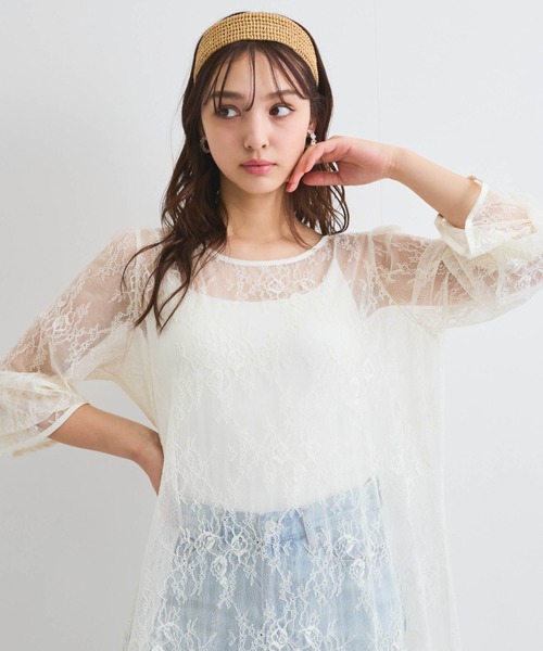 QUEENS COURT（クイーンズコート）の「シアーストレッチレースワンピース≪洗濯機で洗える≫（ワンピース・レディース・ブラック/オフホワイト・M）」の18枚目の写真