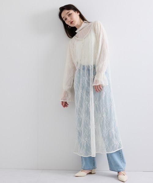 QUEENS COURT（クイーンズコート）の「シアーストレッチレースワンピース≪洗濯機で洗える≫（ワンピース・レディース・ブラック/オフホワイト・M）」の20枚目の写真