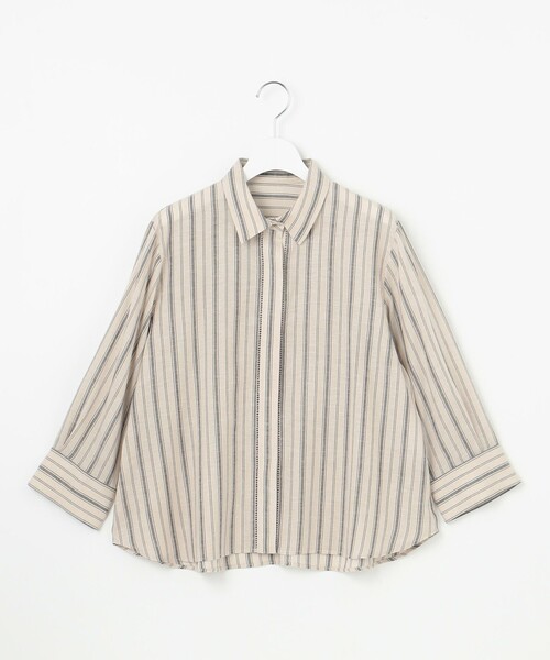 自由区(ジユウク)の「ナチュラルリネンクロップド丈 シャツ(シャツ/ブラウス・レディース・アイボリー系/ベージュ系1/ホワイト系1/ネイビー系・44/46)」の17枚目の写真