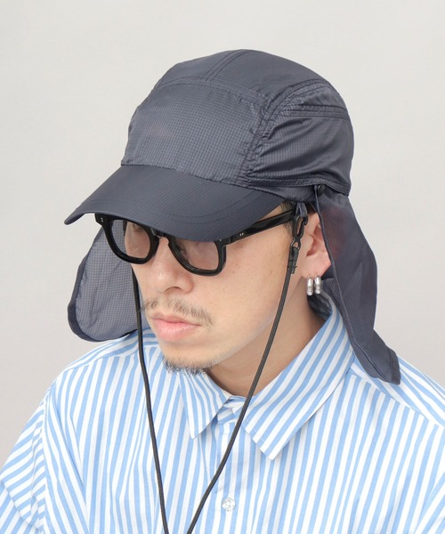 A.M.S.(エーエムエス)の「透け リップストップナイロン サンシェード付き キャップ(キャップ・メンズ・ブラック/グレー・FREE)」の7枚目の写真