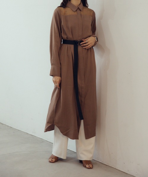 CIEL'AIR（シエルエアー）の「Sheer York Maxi Shirt Dress（シャツワンピース・レディース・ブラウン・MEDIUM/LARGE）」の2枚目の写真