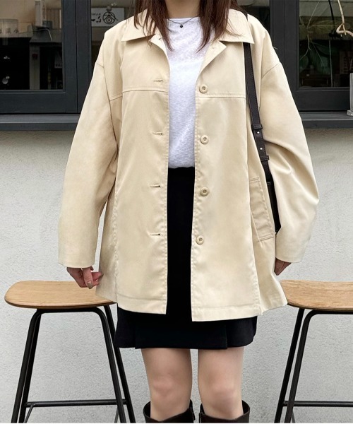 LE MORE（リモア）の「ステンカラースプリングコート（ステンカラーコート・レディース・アイボリー/ベージュ・FREE）」の2枚目の写真