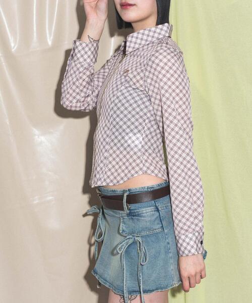 dispark（ディスパーク）の「DISPARK/バタフライチェックシャツ（シャツ/ブラウス・レディース・アイボリー/ベージュ・FREE）」の14枚目の写真