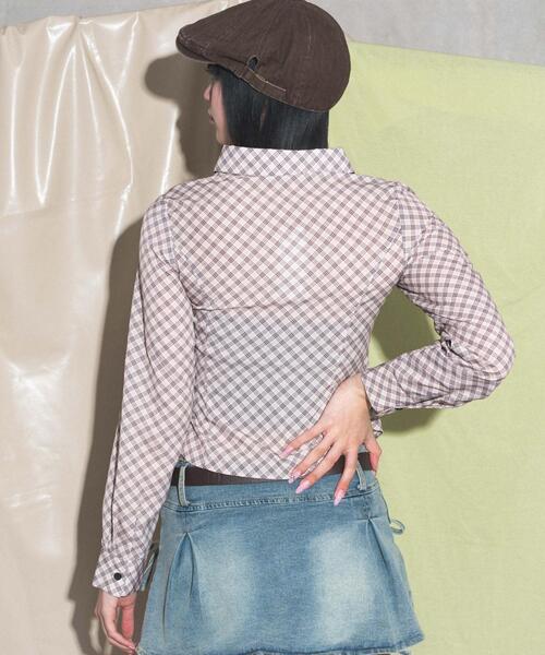 dispark（ディスパーク）の「DISPARK/バタフライチェックシャツ（シャツ/ブラウス・レディース・アイボリー/ベージュ・FREE）」の15枚目の写真